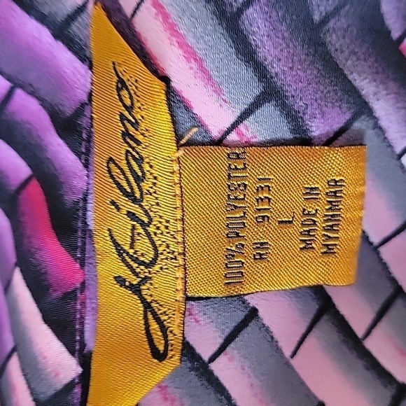 M-ILANO Gold Label Candy Pink Psychedelic Button Down Long Sleeve Disco Shirt - Picture 5 of 6